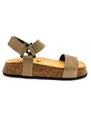 Dámské kožené sandálky 636033 NOBUCK 2 KAKI Plakton khaki