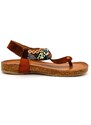 Dámské kožené sandále FI2527 PORRONET hnědé, multicolor