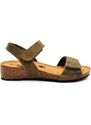 Dámské kožené sandále 775893 NORITA KAKI Plakton zelené