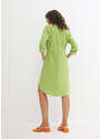 bonprix Šaty pod kolena s průvelkem na gumu v pase, s podílem lnu, Utulity styl Zelená