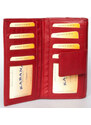 Červená kožená peněženka orientovaná jako oboustranná FLW