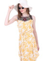 Bigdart 1512 Dress with Embroidery on the Front - Yellow