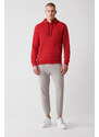 Avva Red Unisex Sweatshirt Hooded Collar with Fleece Inside 3 Thread Cotton Regular Fit