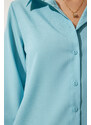 Happiness İstanbul Women's Turquoise Soft Textured Basic Shirt