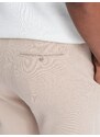 Ombre Clothing Pánské strukturované pletené šortky s kapsami na chino - béžové V2 OM-SRCS-0128
