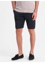 Ombre Men's structured knit shorts with chino pockets - navy blue