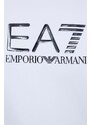Mikina EA7 Emporio Armani dámská, bílá barva, s kapucí, s potiskem