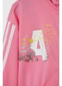 Dětská mikina adidas x Disney růžová barva, s kapucí, s potiskem