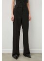 Kalhoty Samsoe Samsoe SALOT dámské, černá barva, jednoduché, high waist, F24100050