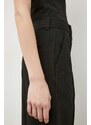 Kalhoty Samsoe Samsoe SALOT dámské, černá barva, jednoduché, high waist, F24100050
