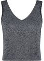 Trendyol Gray Thin Basic V-Neck Knitwear Blouse