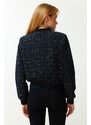 Trendyol Navy Blue Tweed Jacket Coat