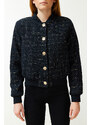 Trendyol Navy Blue Tweed Jacket Coat