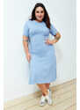 Trendyol Curve Blue Stitching Detailed Midi Knitted Dress