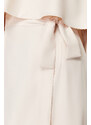 Trendyol Beige Cloak and Tie Detailed Satin Woven Dress