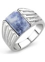 US Ocelový pánský prsten s modrým Achátem Ocel 316 - Lance