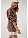 Happiness İstanbul Women's Mink Raised Basic Sweatshirt