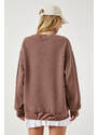 Happiness İstanbul Women's Mink Raised Basic Sweatshirt