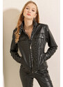 Bigdart 1024 High Neck Leather Jacket - Black