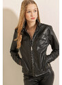 Bigdart 1024 High Neck Leather Jacket - Black