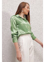 Bigdart 3964 Lightly Flowy Satin Shirt - Green