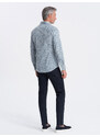 Ombre Clothing Pánská košile SLIM FIT s potiskem malých listů - světle modrá V1 OM-SHPS-0163