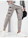 Dstreet Trendy šedé pánské kapsáčové jogger kalhoty UP