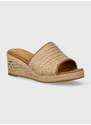 Pantofle Tommy Hilfiger TH ROPE WEDGE SANDAL dámské, béžová barva, na klínku, FW0FW07927