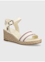 Sandály Tommy Hilfiger SHIRTING WEDGE SANDAL béžová barva, FW0FW07887