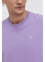 Bavlněné tričko Superdry fialová barva, s aplikací