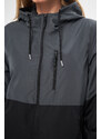 River Club Women's Anthracite-Black Two-tone, Inner Lined Water and Windproof Hooded Raincoat with Pocket.