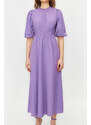 Trendyol Lilac Balloon Sleeve Cut Out Detail Cotton Woven Dress