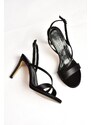 Fox Shoes S569716604 Black Fabric Thin Heeled Evening Shoes