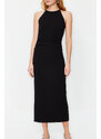 Trendyol Black Fitted Halter Neck Midi Woven Dress