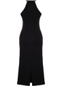 Trendyol Black Fitted Halter Neck Midi Woven Dress