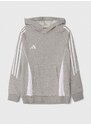 Dětská mikina adidas Performance TIRO24 SWHOODY šedá barva, s kapucí, melanžová