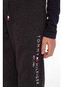 Dětské kalhoty Tommy Hilfiger černá barva, s aplikací