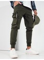 Dstreet Originální zelené pánské kapsáčové jogger kalhoty