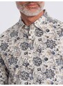 Ombre Clothing Béžovo šedá košile s květinovým vzorem V1 SHPS-0139