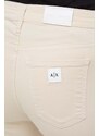 Kalhoty Armani Exchange dámské, béžová barva, zvony, high waist, 3DYJ65 Y2VLZ