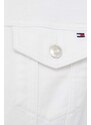 Džínová bunda Tommy Hilfiger dámská, bílá barva, přechodná