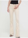 Kalhoty Armani Exchange dámské, béžová barva, zvony, high waist, 3DYJ65 Y2VLZ