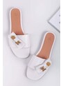 Givana Bílé nízké pantofle s mašlí Dorette