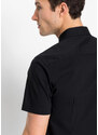 bonprix Strečová košile Slim Fit, krátký rukáv Černá
