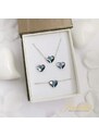 Jewellis ČR Jewellis ocelová 3-dílná sada - náhrdelník, náramek a náušnice Flatback Heart s krystaly ve tvaru srdce Swarovski - Denim Blue