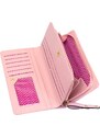 Camerazar Velká dámská peněženka s kočičím vzorem, růžová ekokůže, 19,5 x 9,5 x 3,2 cm