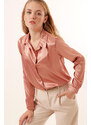 Bigdart 3964 Lightly Flowy Satin Shirt - Camel