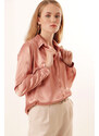 Bigdart 3964 Lightly Flowy Satin Shirt - Camel