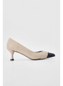 Marjin Women's Thin Heel Pointed Toe Classic Heel Shoes Plain Beige