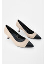 Marjin Women's Thin Heel Pointed Toe Classic Heel Shoes Plain Beige